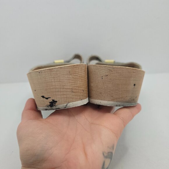 vintage Dr. Scholl's | black leather 'Original Exercise' retro sandals | WMS 10 - Picture 6 of 9